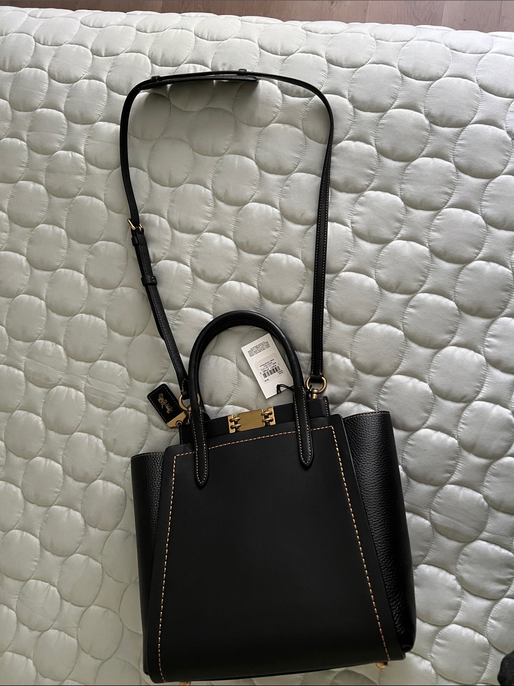 COACH Black Leather mixed leather Troupe Tote satchel with Gold-Tone Hardware - Picture 10 of 10